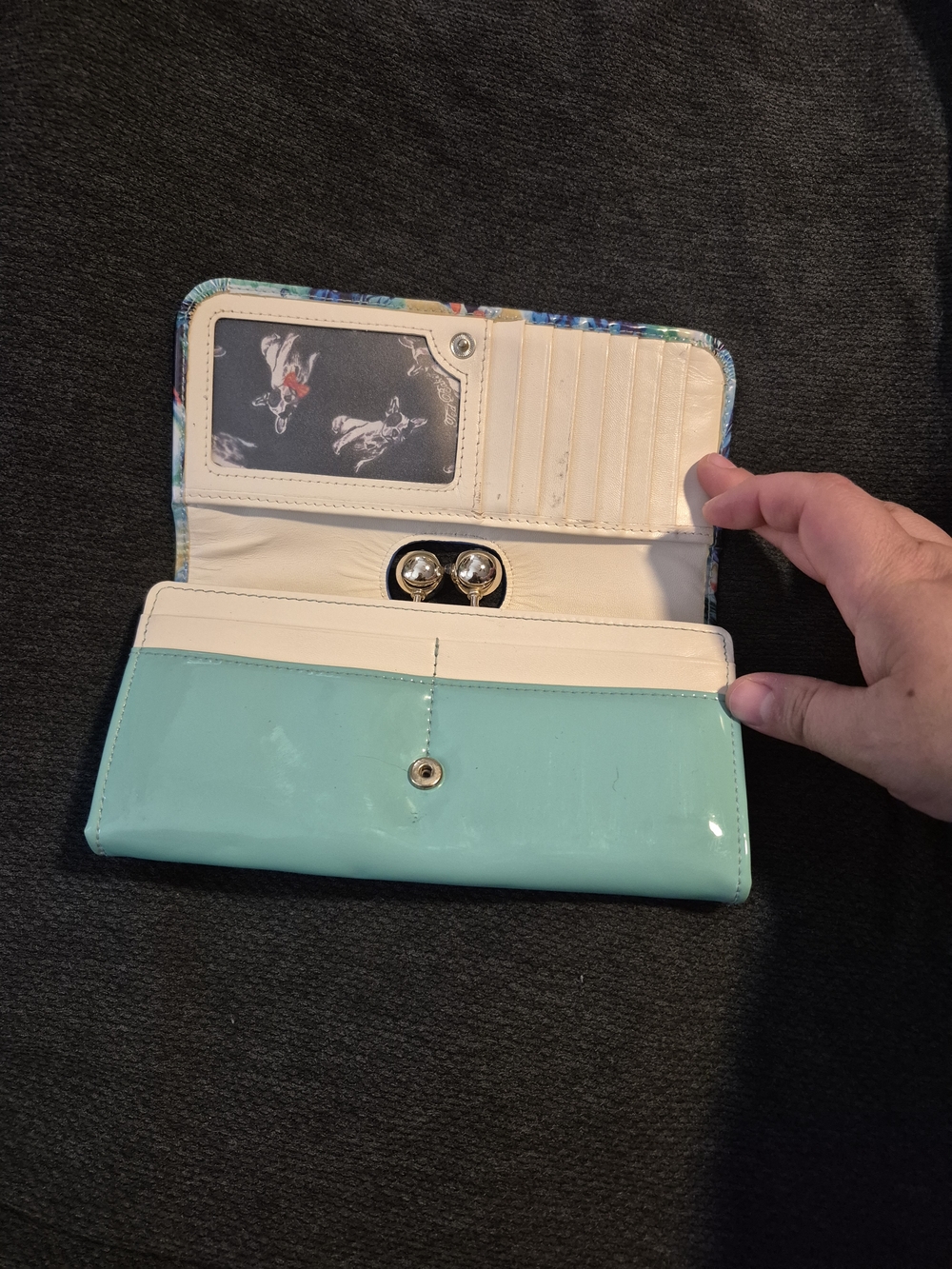 Ted Baker Blue & Teal Parrot-Print Clasp Wallet - Picture 3 of 4